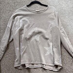 Easel Taupe Knit Sweatshirt with faded stars